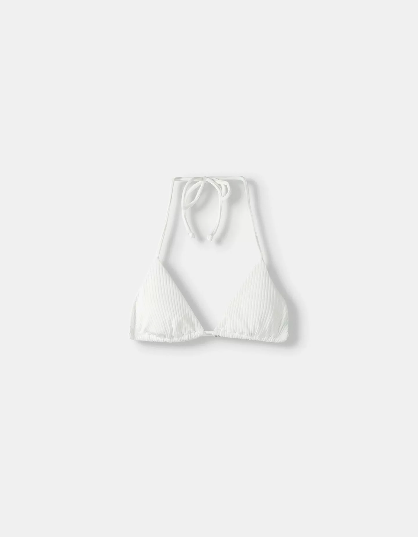 Bershka Geripptes Bikinioberteil Damen L Weiss günstig online kaufen