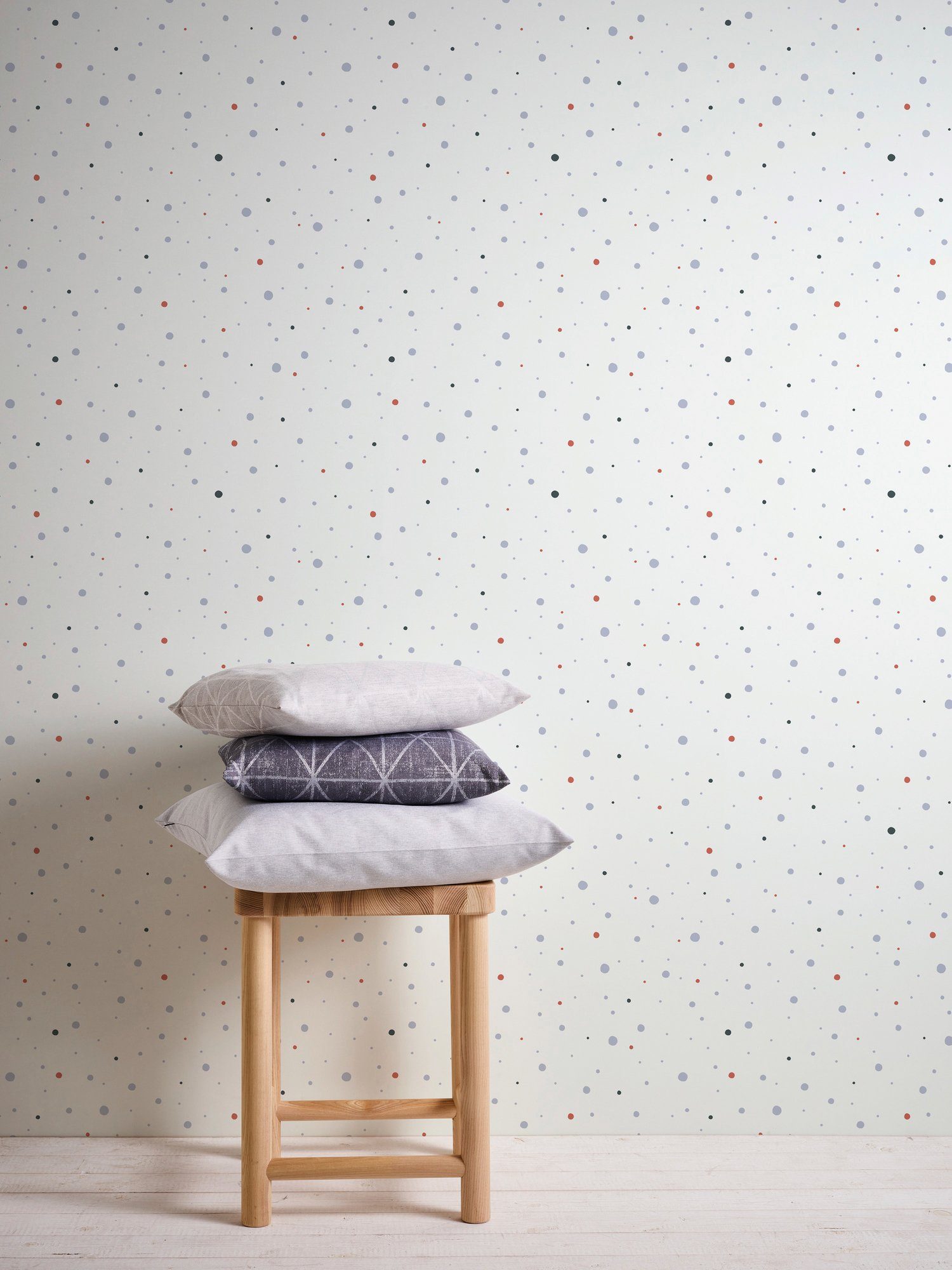 Bricoflor Punkte Tapete für Babyzimmer Neutrale Kindertapete Grau und Rot G günstig online kaufen