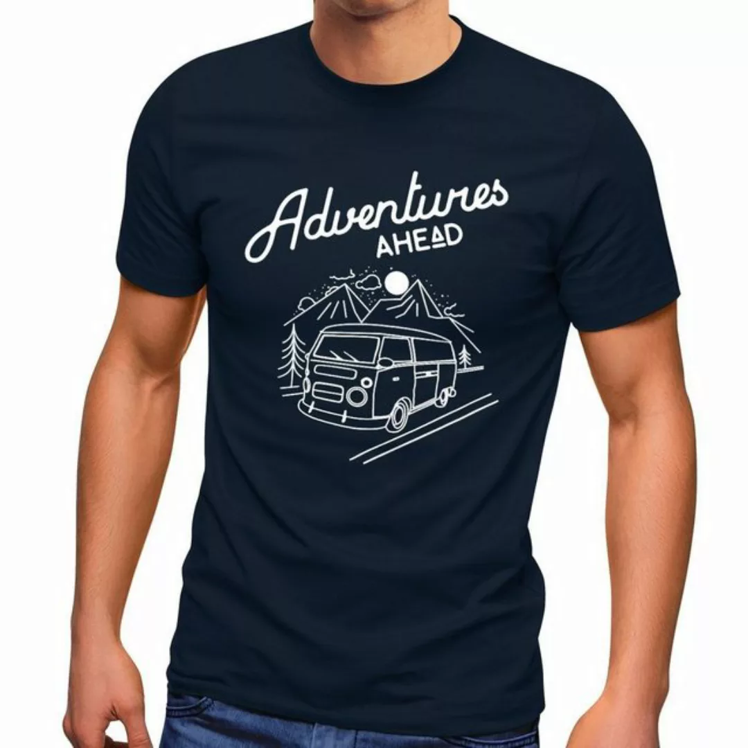 MoonWorks Print-Shirt Herren T-Shirt Bus Retro Abenteuer Adventures Ahead m günstig online kaufen