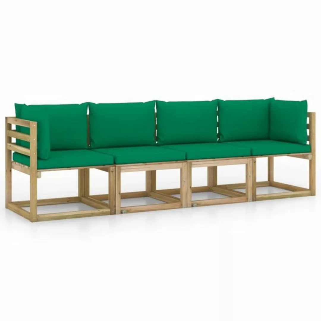 furnicato Loungesofa Gartensofa 4-Sitzer mit Kissen in Grün, 1 Teile günstig online kaufen