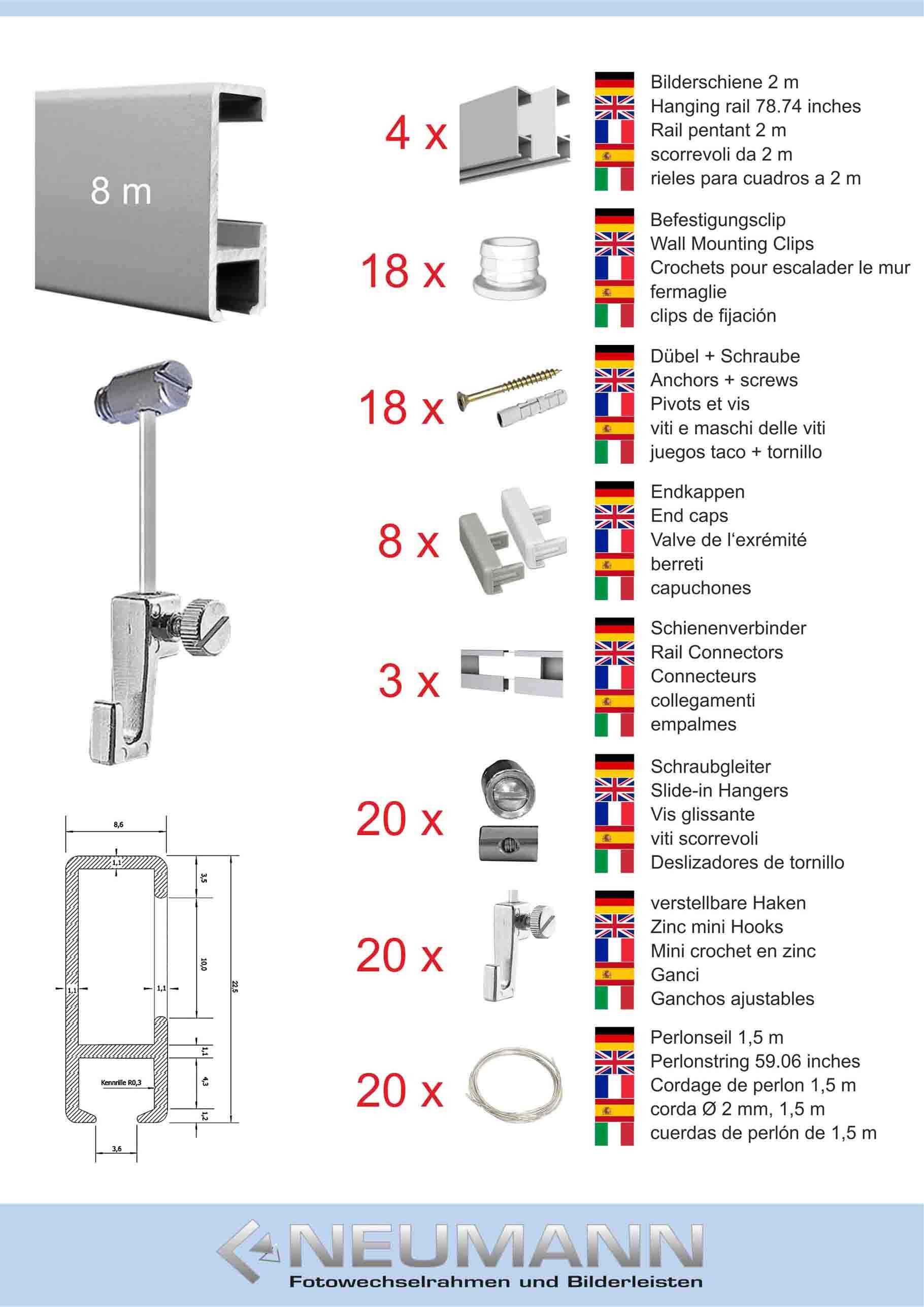 Bilderrahmen Neumann Bilderschienenset Bilderschienen Set 8 günstig online kaufen