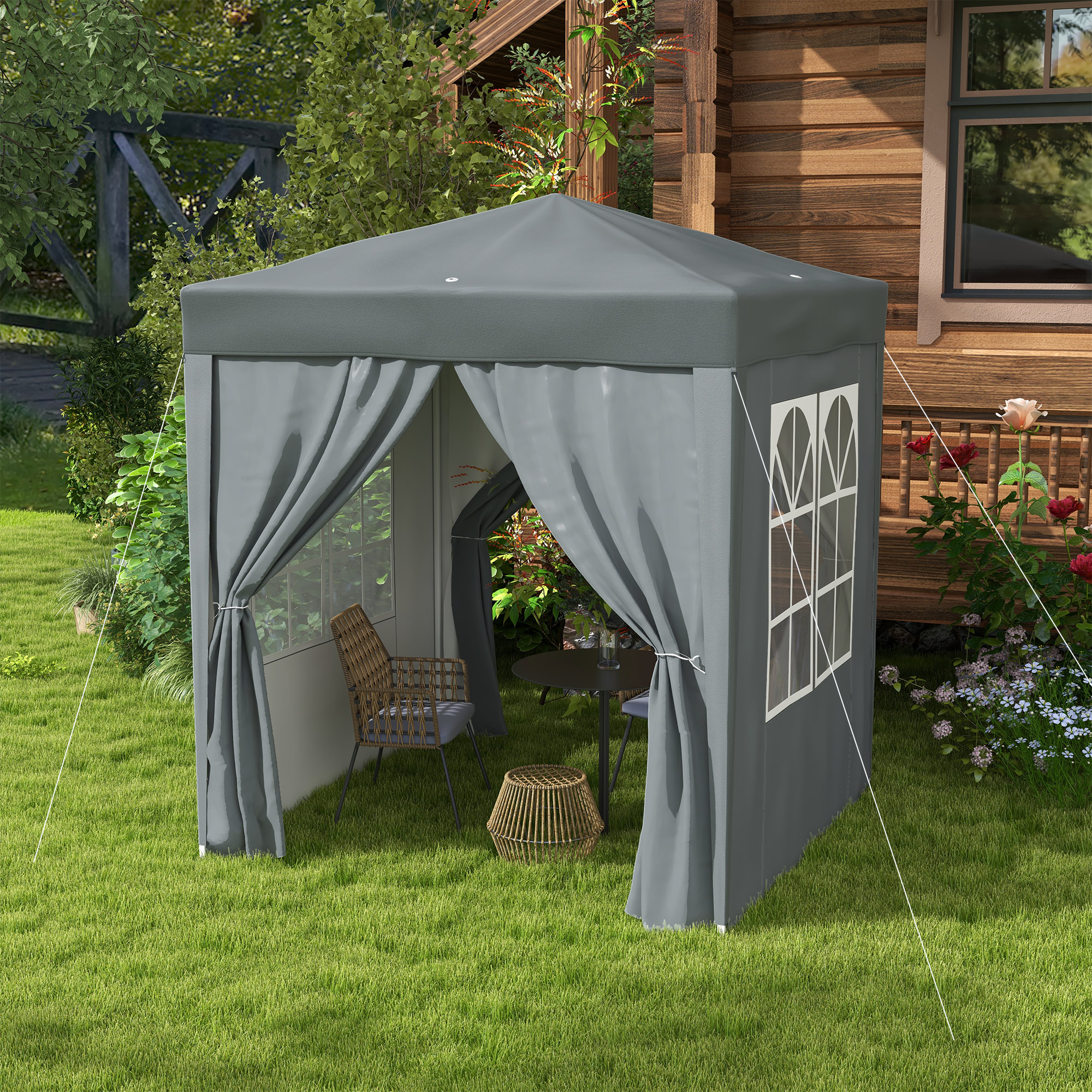 Outsunny Gartenpavillon Faltzelt Barnum Pop-up 2 x 2 m 4 abnehmbare Seitenw günstig online kaufen