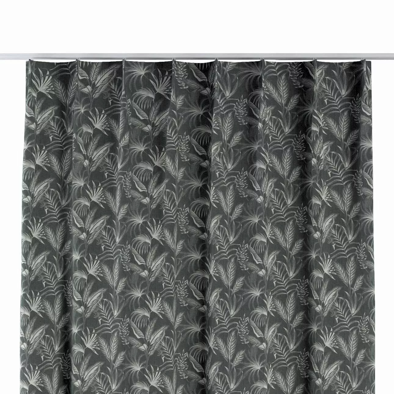 Vorhang mit flämischen 1-er Falten, schwarz, Flowers (143-73) günstig online kaufen