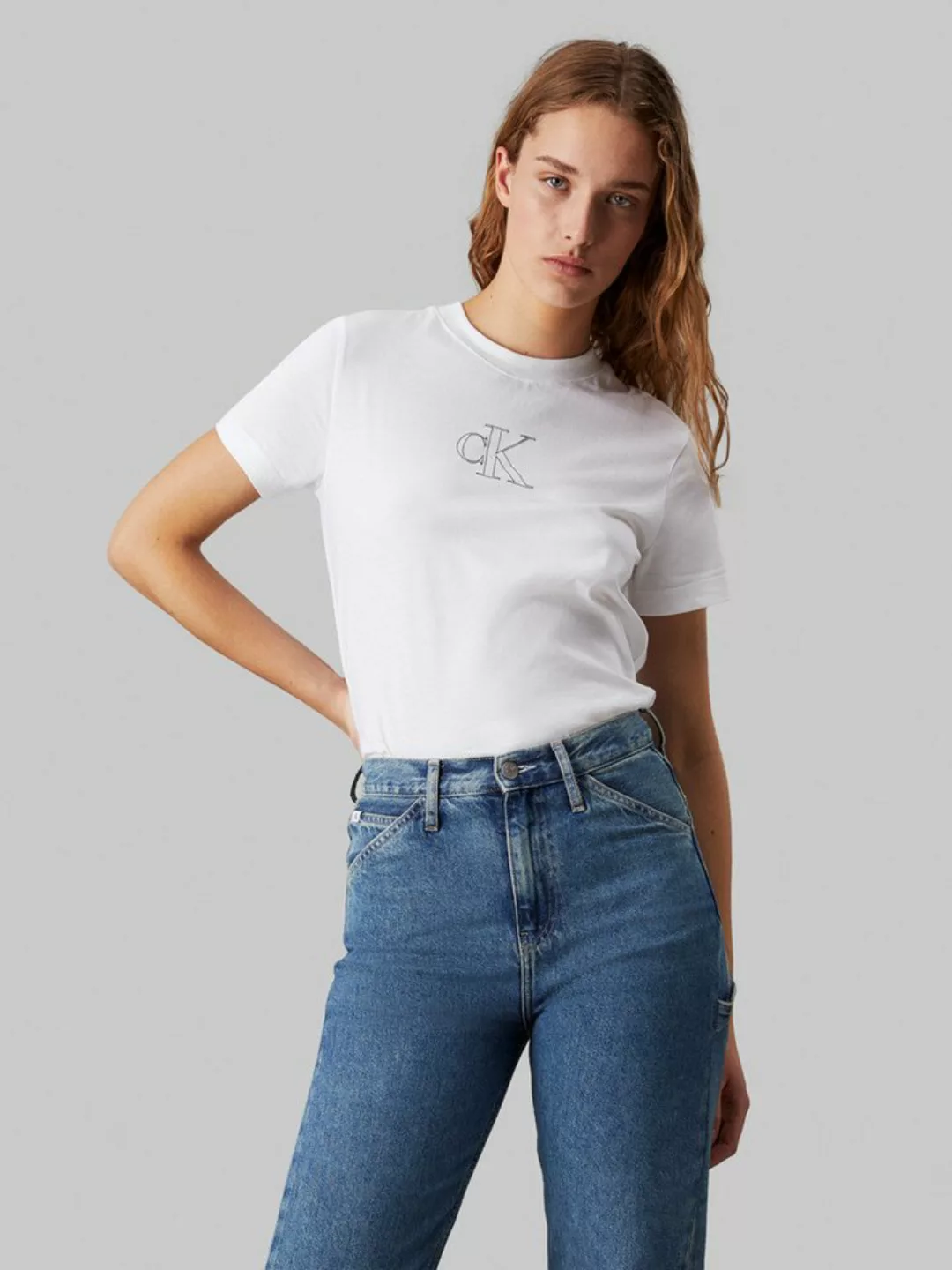 Calvin Klein Jeans T-Shirt OUTLINED CK REGULAR TEE mit Markenlabel günstig online kaufen