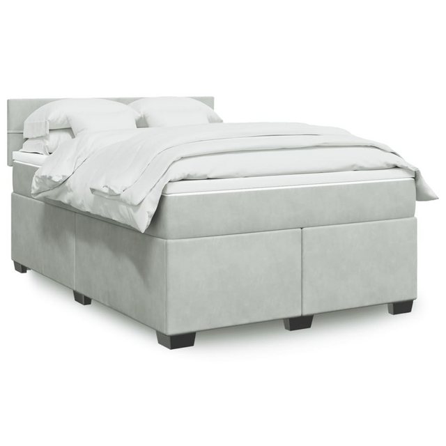 vidaXL Boxspringbett, Boxspringbett mit Matratze Hellgrau 140x190 cm Samt günstig online kaufen