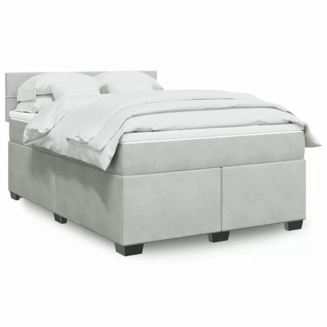 vidaXL Boxspringbett, Boxspringbett mit Matratze Hellgrau 140x190 cm Samt günstig online kaufen