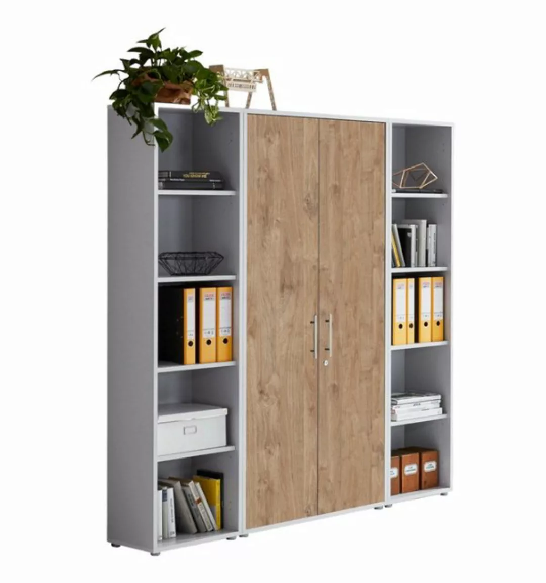 BMG Möbel Aktenschrank Office Edtion (Set 3 Lichtgrau/ Gold Harbor Oak, Bür günstig online kaufen