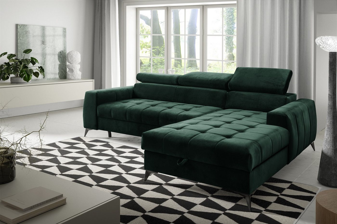 Fun Möbel Ecksofa Schlafsofa Sofa AGNESA XS Stoff Salvador, inkl. Bettkaste günstig online kaufen