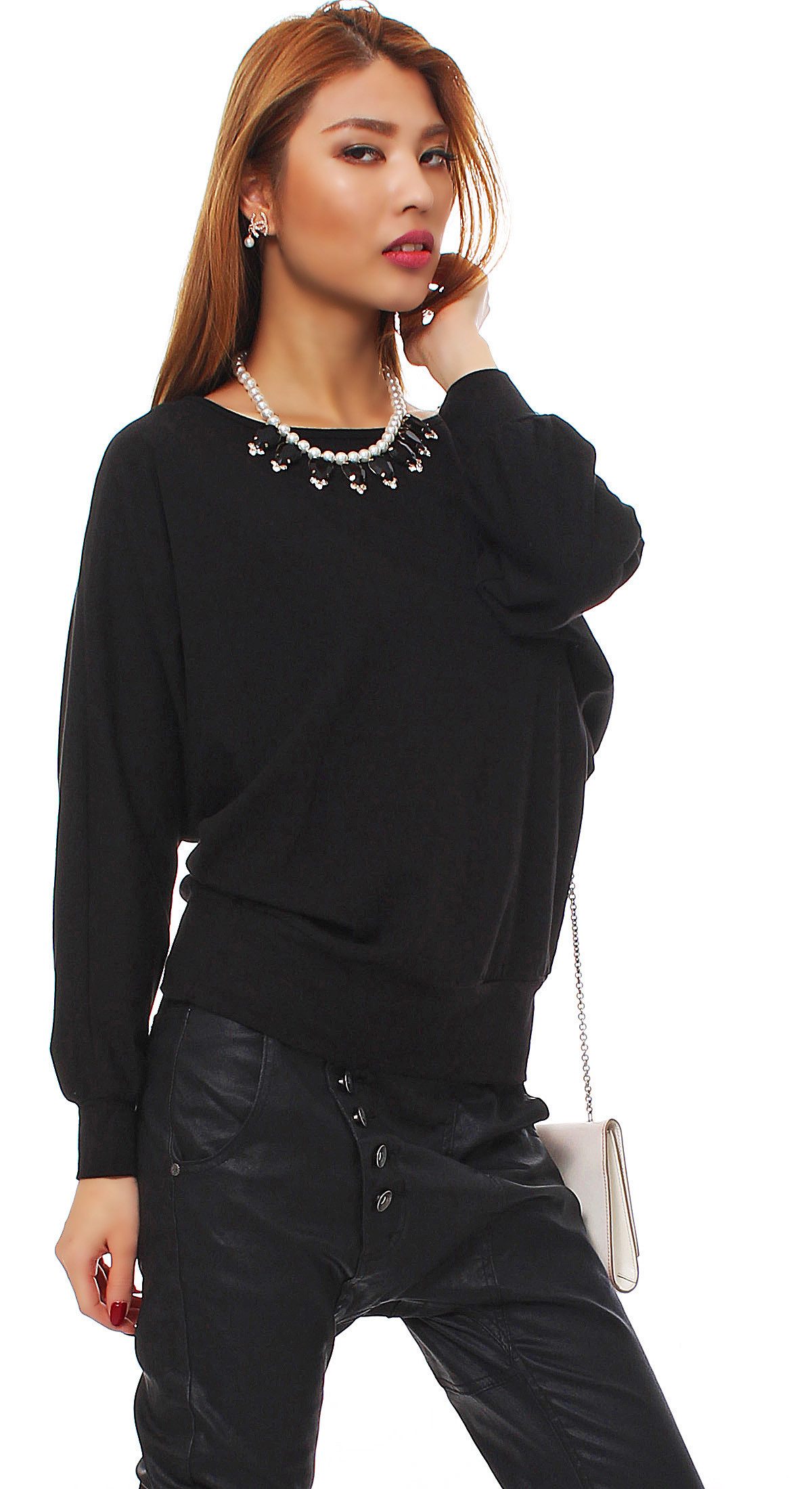 Mississhop Langarmshirt Damen-Sweatshirt mit Fledermausärmeln Ida günstig online kaufen