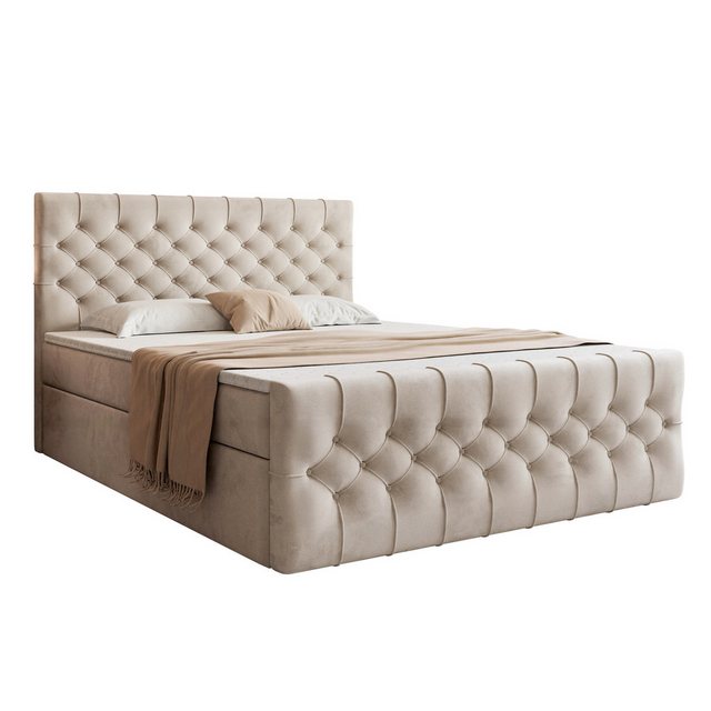 VIVENTE Möbel Boxspringbett OXFORD eleganter Samt Bezugstoff MAGIC VELVET C günstig online kaufen