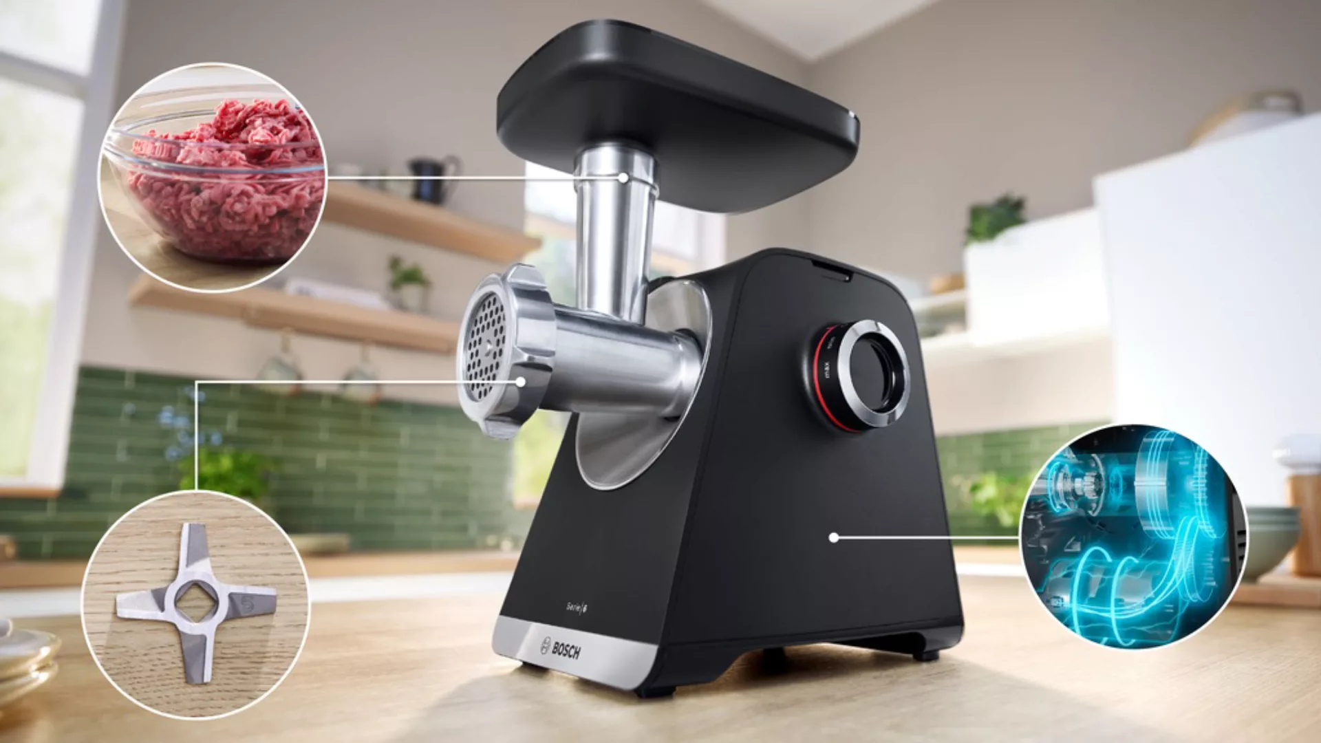 BOSCH Fleischwolf »Serie 6 MFWS650B, 3,5kg/Min., 2 Lochscheiben (3 & 8mm), günstig online kaufen
