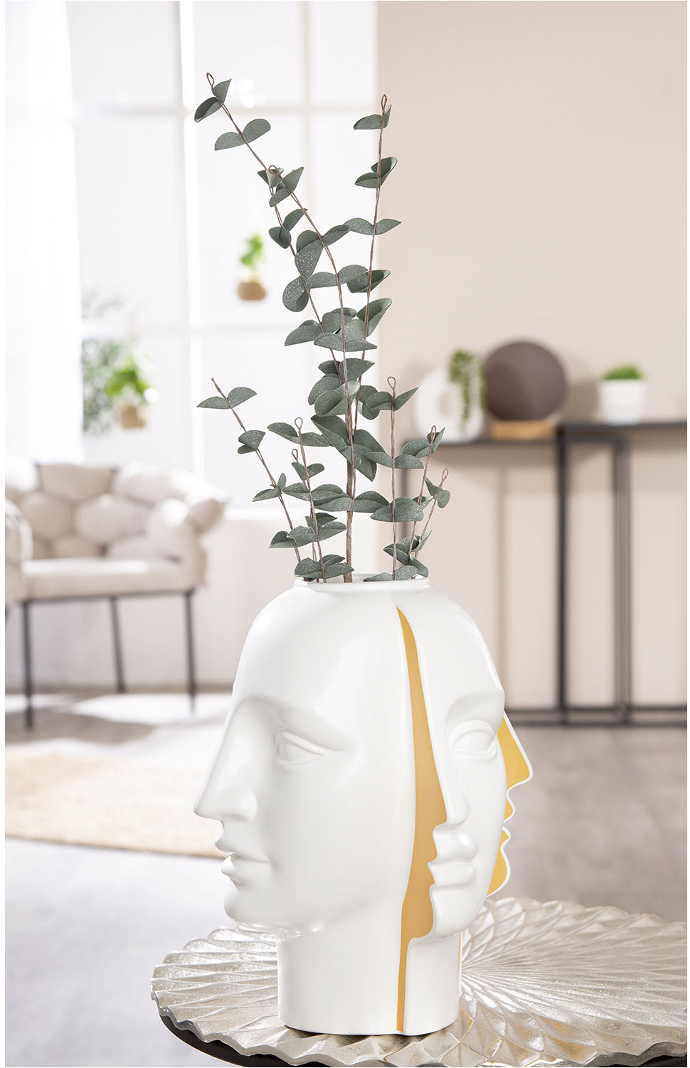 GILDE Tischvase »Vase Gesicht Facial weiß H. 28 cm«, (1 St.) günstig online kaufen