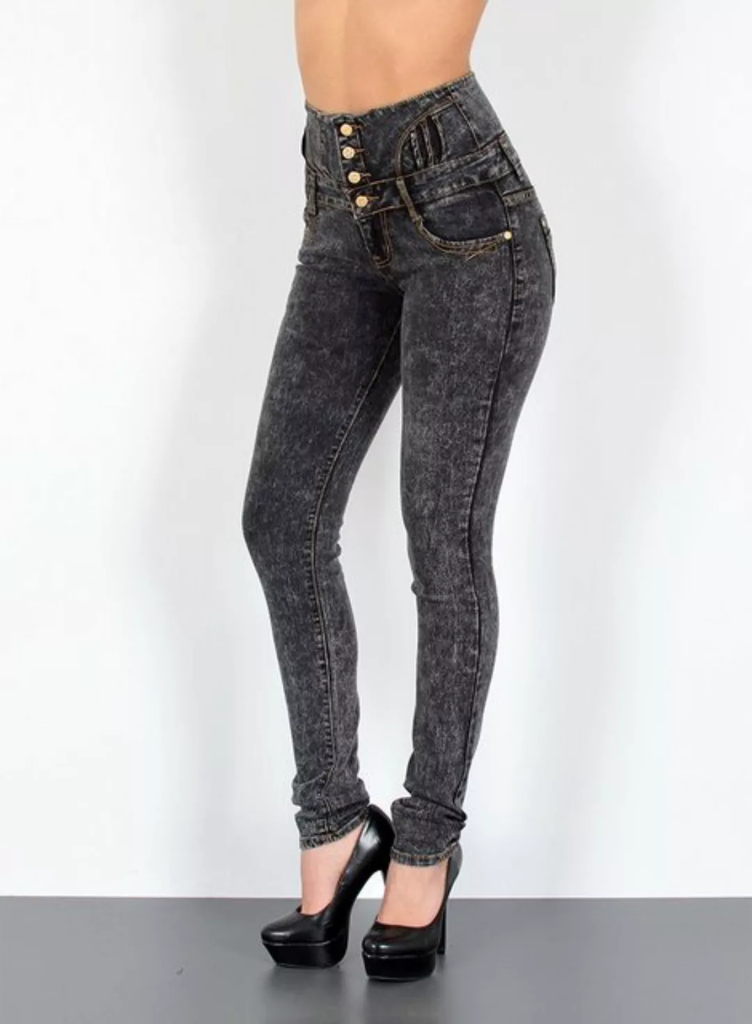 ESRA Skinny-fit-Jeans J22 Damen Skinny Jeans, Damen High Waist Jeanshose, D günstig online kaufen