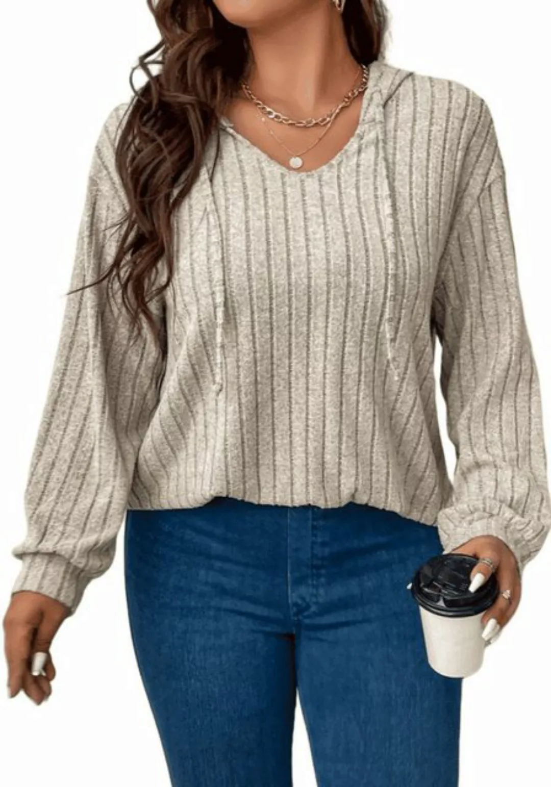 Nebelmeer Strickpullover Herbst-Winter einfarbige Übergröße Damenoberbeklei günstig online kaufen