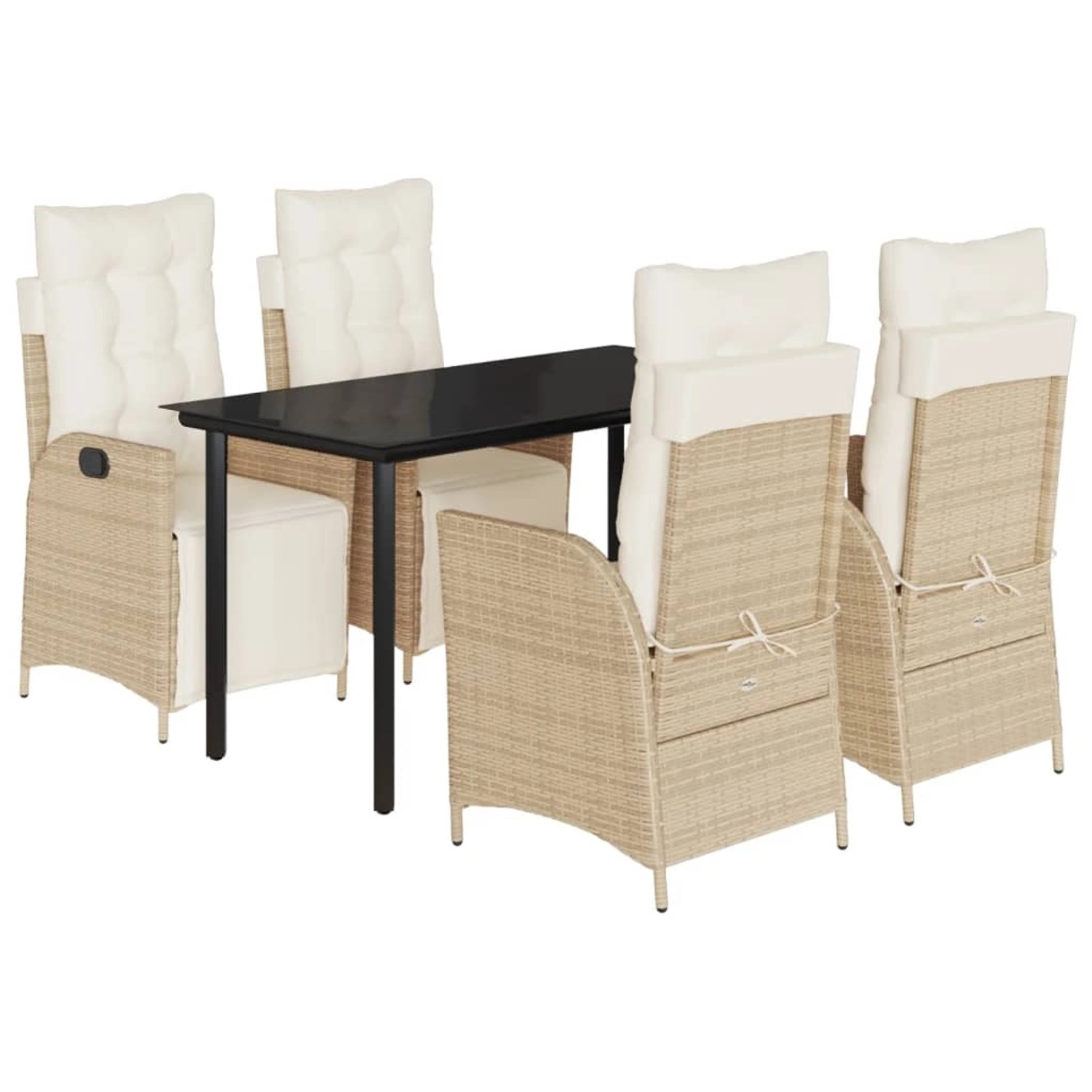 vidaXL 5-Tlg Garten-Essgruppe mit Kissen Beige Poly Rattan 3213443 günstig online kaufen