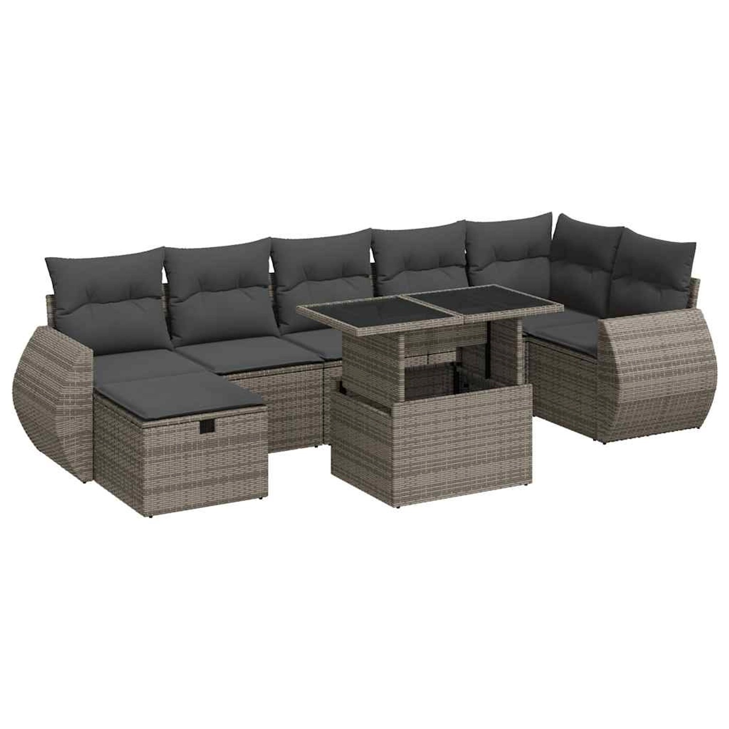 vidaXL 8-Tlg Garten-Sofagarnitur mit Kissen Grau Poly Rattan 3327910 günstig online kaufen
