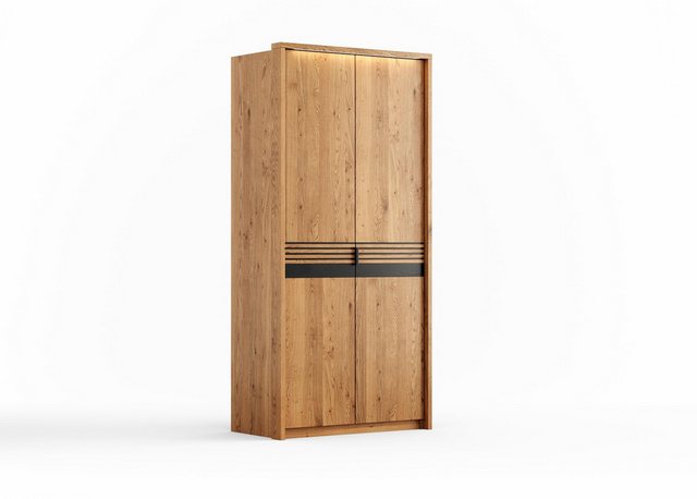 Natur24 Kleiderschrank Regusa Schrank 2D Eichenholz Natur Schwarz 106 x 58 günstig online kaufen