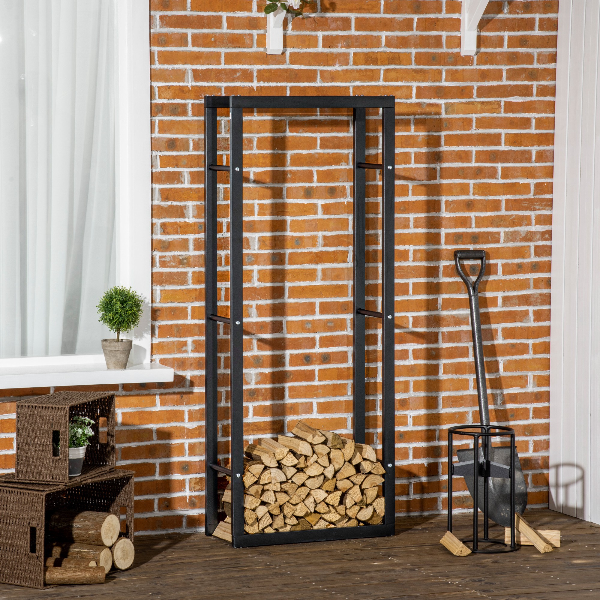 HOMCOM Holzregal Vertikaler Holzständer 100kg Tragkraft Metallregal 60x25x1 günstig online kaufen