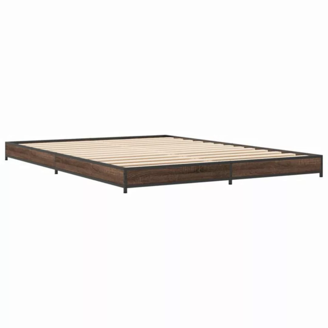 vidaXL Bett Bettgestell Braun Eichen-Optik 150x200 cm Holzwerkstoff Metall günstig online kaufen