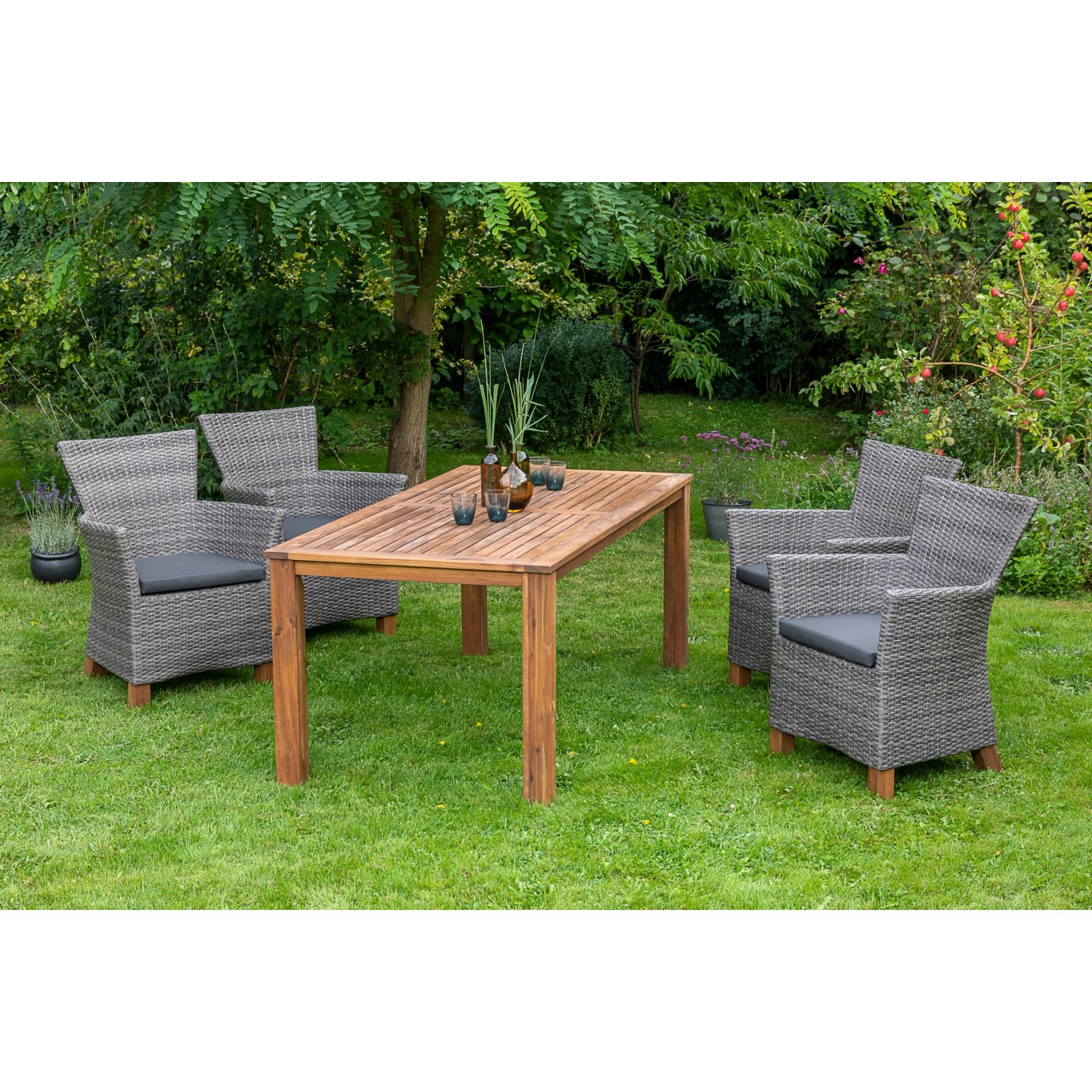 Merxx Toskana Set 5-tlg. Gartentisch 185 x 90 cm Grau günstig online kaufen