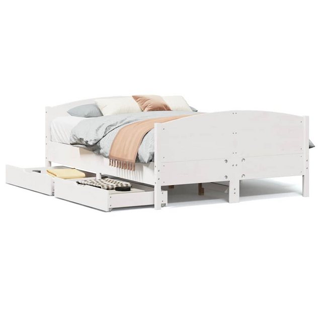 vidaXL Bett, Massivholzbett ohne Matratze Weiß 140x190 cm Kiefernholz günstig online kaufen