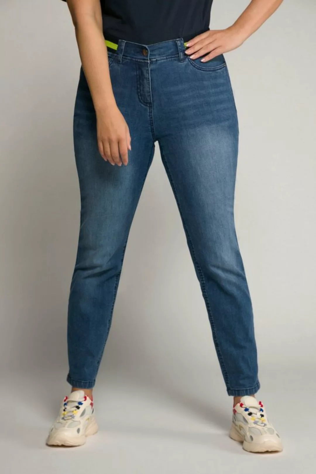 Ulla Popken Funktionshose Jeans Sarah gestreifter Elastikeinsatz High Waist günstig online kaufen