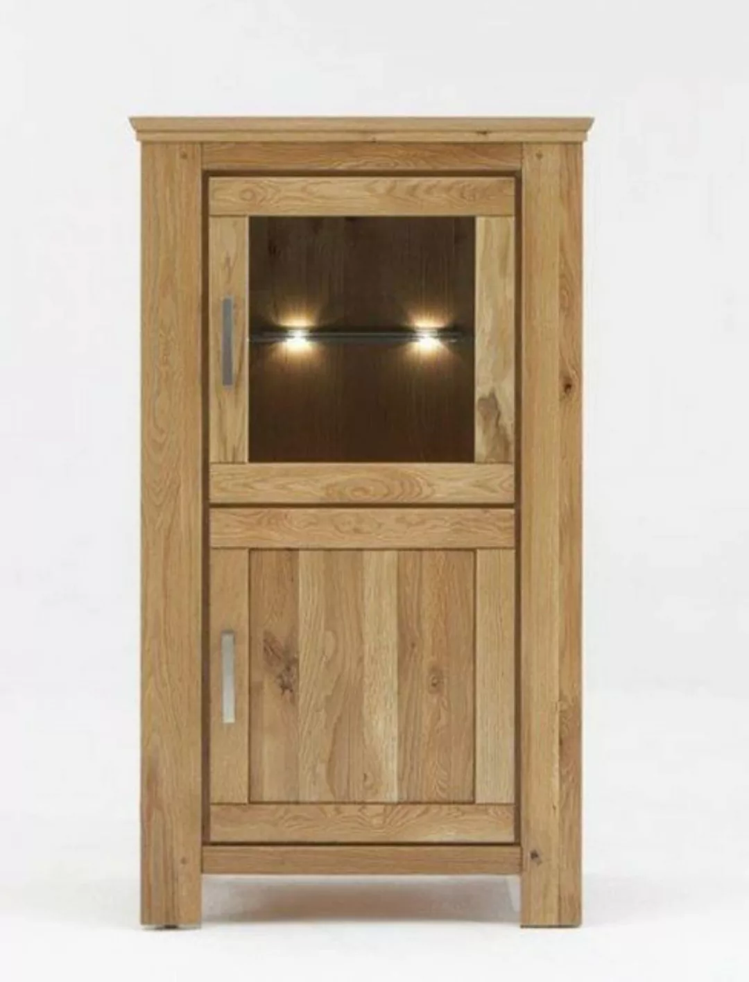 expendio Vitrine Viterbo Wildeiche 79x145x45 cm vormontiert mit Beleuchtung günstig online kaufen