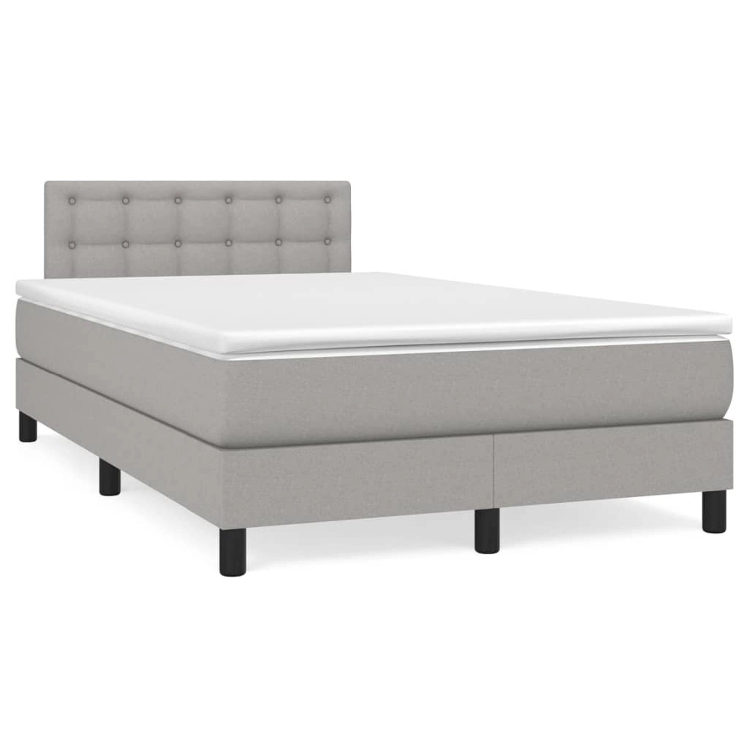 vidaXL Boxspringbett Boxspringbett mit Matratze Hellgrau 120x200 cm Stoff B günstig online kaufen