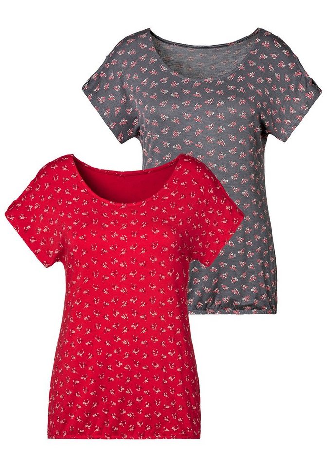 LASCANA T-Shirt mit kleinem Cut-Out am Ärmel (2er-Pack) aus weichem Viskose günstig online kaufen