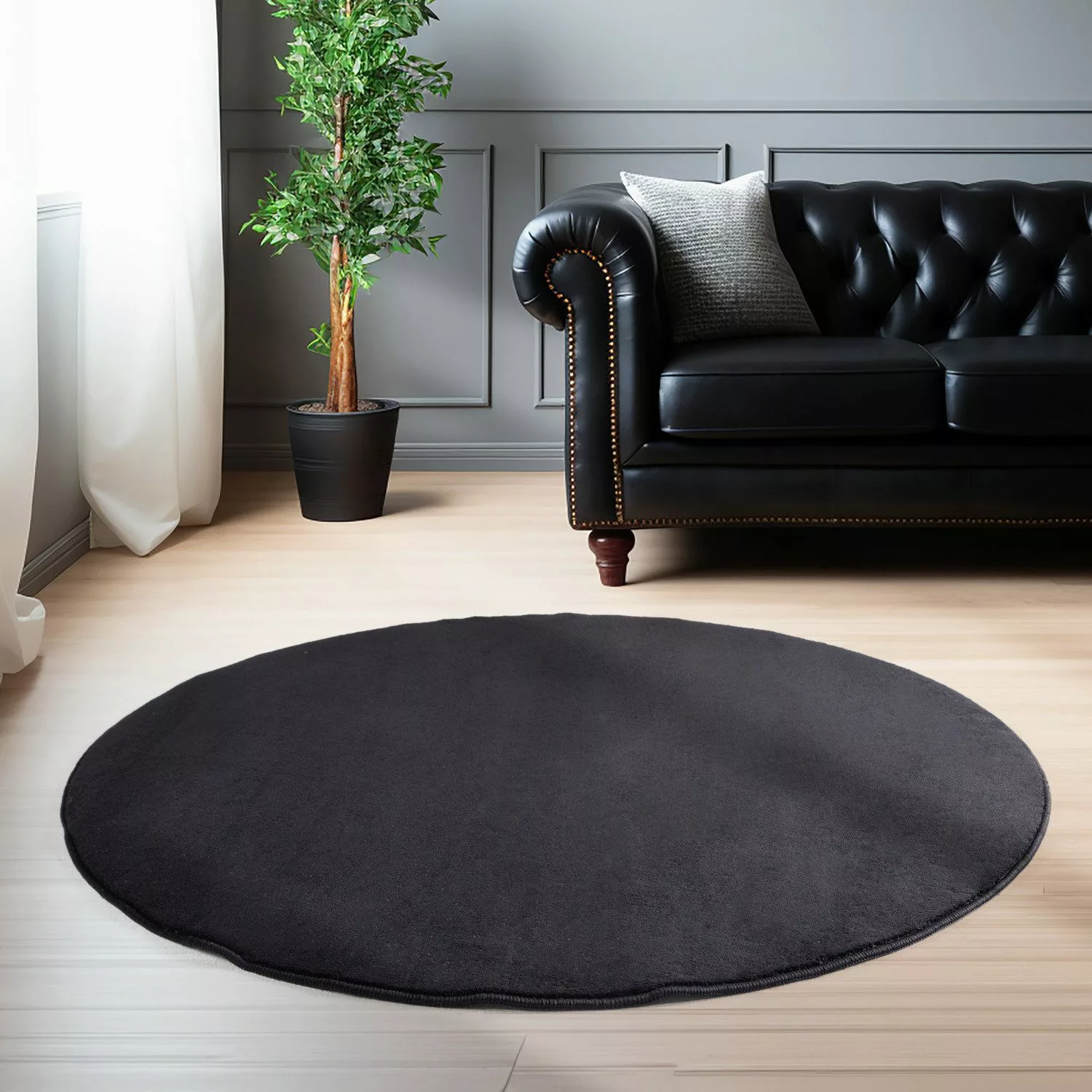 Carpettex Veloursteppich Unicolor - Einfarbig, Rund, günstig online kaufen