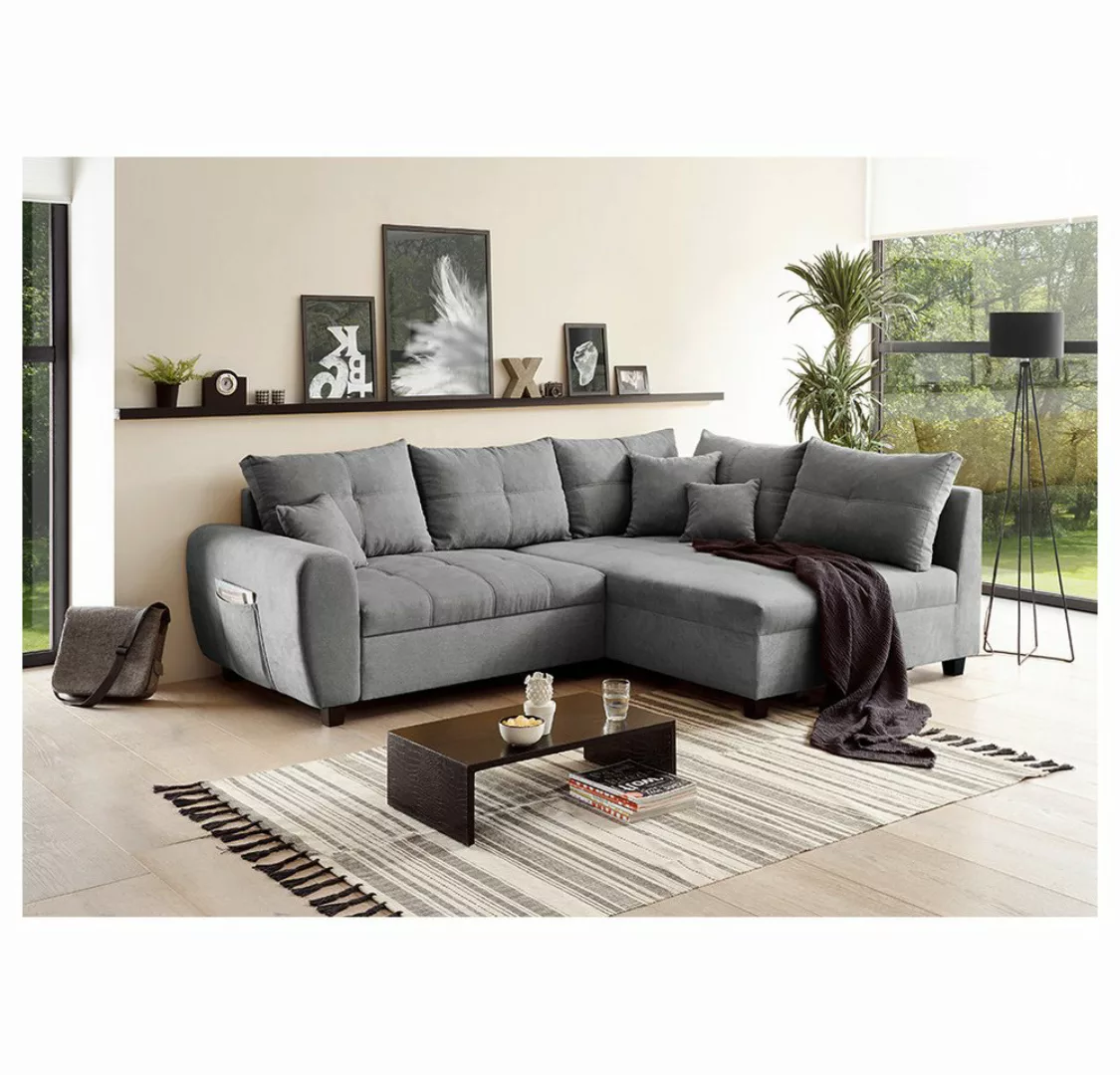 Lomadox Ecksofa LEICESTER-09, dunkelgrau 248x87x176 cm günstig online kaufen