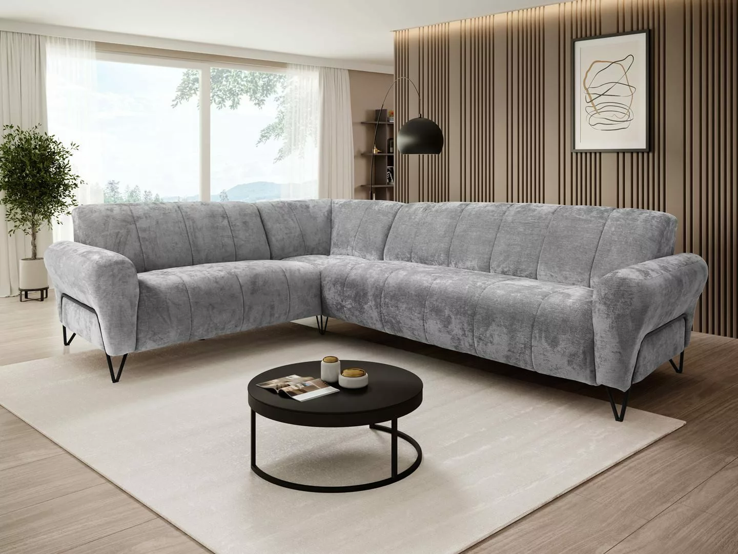 Beautysofa Ecksofa mit Metallbeine in schwarzer günstig online kaufen