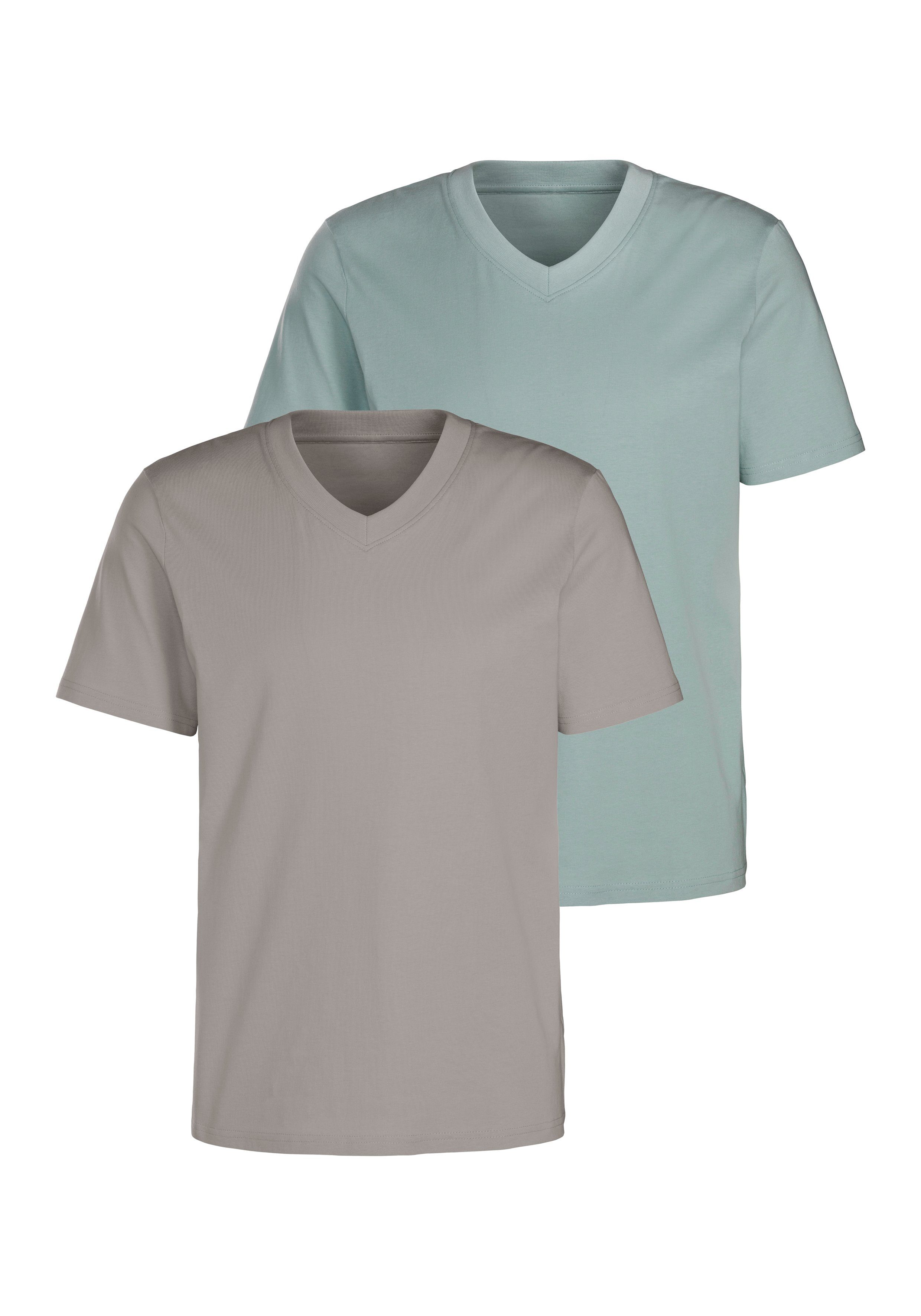 KangaROOS T-Shirt "Regular Fit,", (2er-Pack), Freizeitshirt mit Kurzarm, V- günstig online kaufen