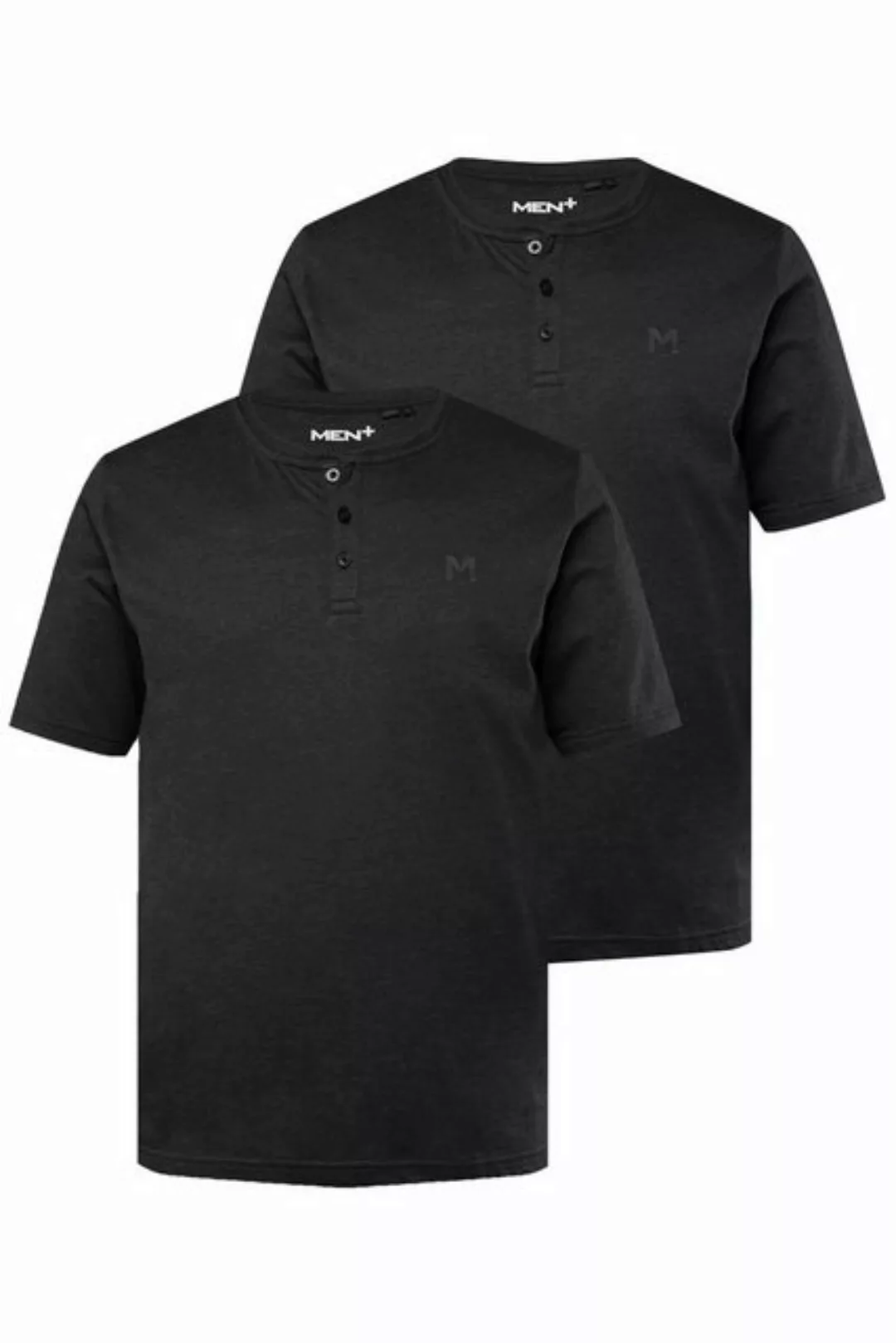 Men Plus T-Shirt Men+ Henley 2er-Pack Basic Halbarm Rundhals günstig online kaufen