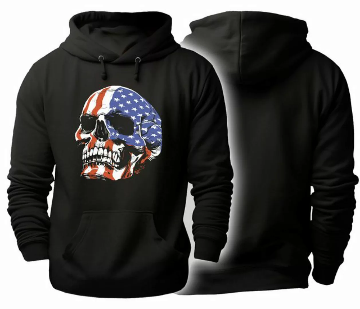 MyDesign24 Hoodie Herren Kapuzen Sweatshirt - Skull Schädel in USA Flaggen günstig online kaufen