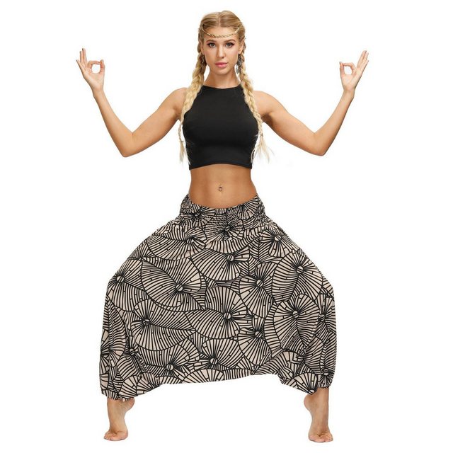 YRIIOMO Loungepants Bohemian Stil, bedruckte Yogahose, hohe Taille, lockere günstig online kaufen