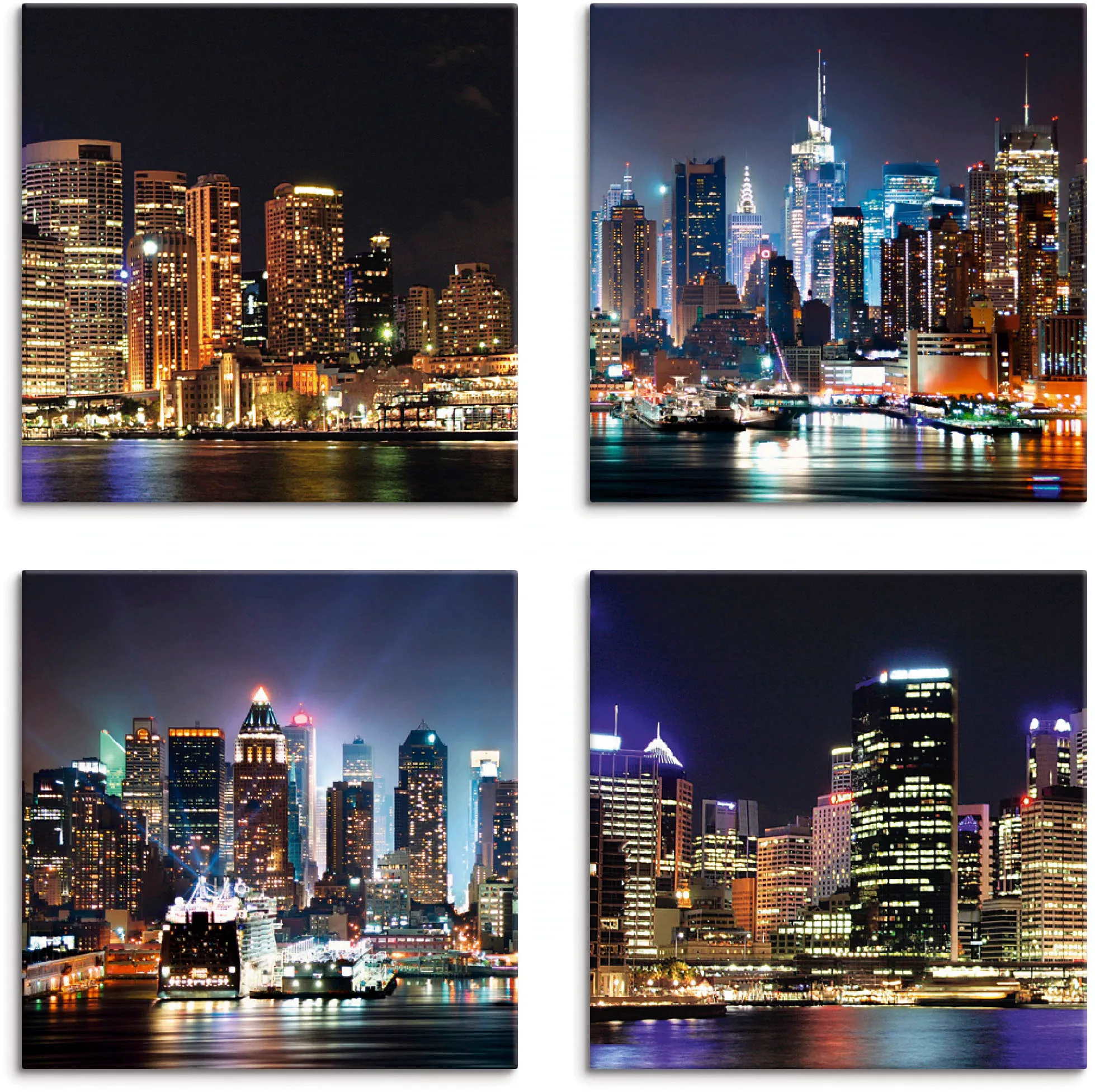 Artland Leinwandbild »Sydney Hafen und New York Times Square«, Städte, (4 S günstig online kaufen