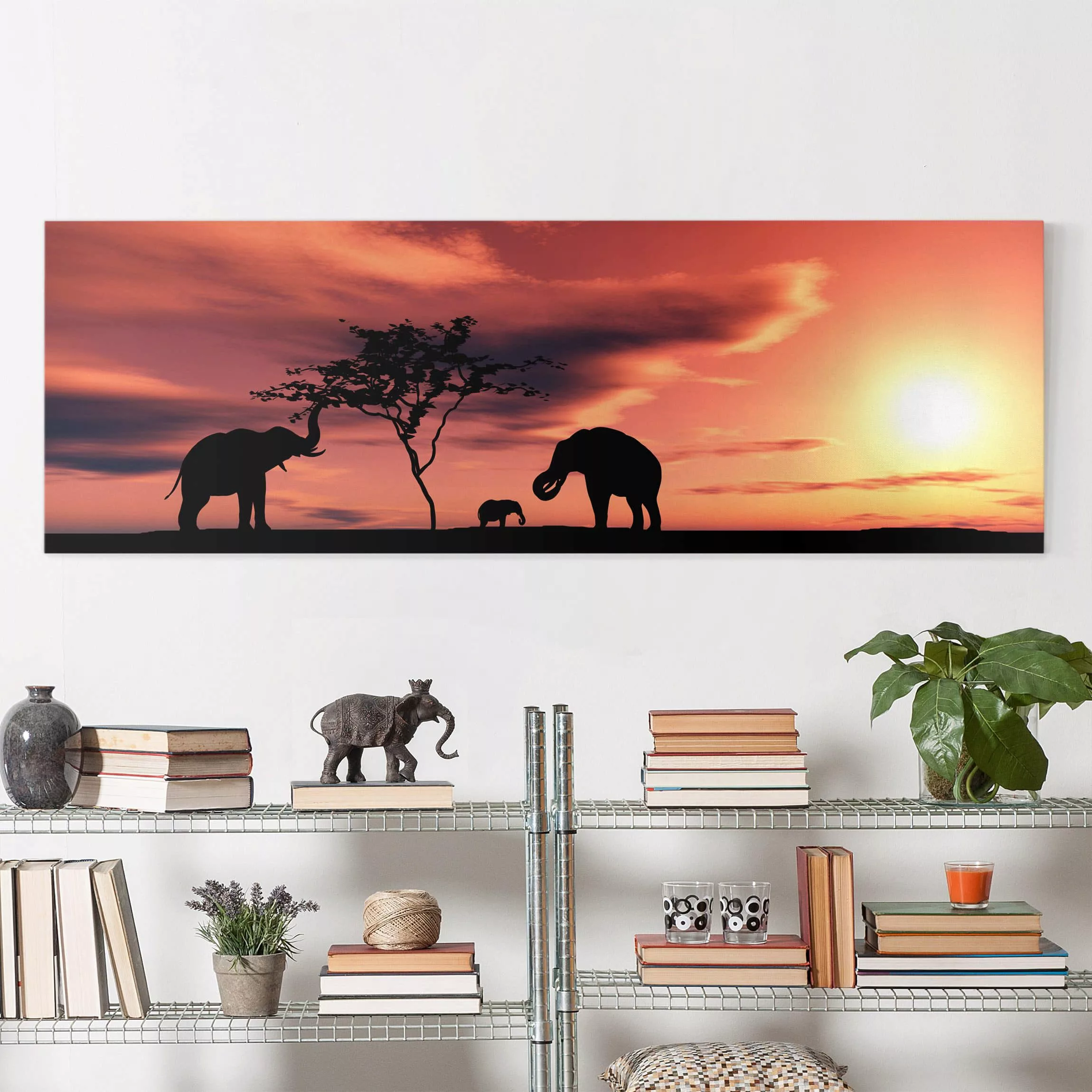 Leinwandbild Afrika - Panorama African Elefant Family günstig online kaufen