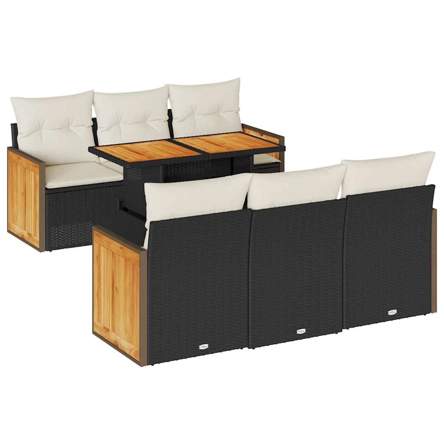vidaXL 7-Tlg Garten-Sofagarnitur mit Kissen Schwarz Poly Rattan 3327668 günstig online kaufen