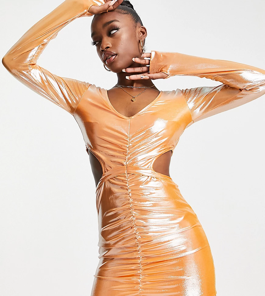 Jaded Rose – Exklusives Minikleid in Metallic-Orange mit Zierausschnitt und günstig online kaufen