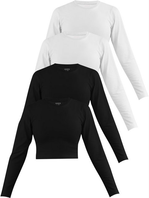 Janice Langarmshirt 4 x Damen crop Langarmshirt hochgeschlossen Noia Figurb günstig online kaufen