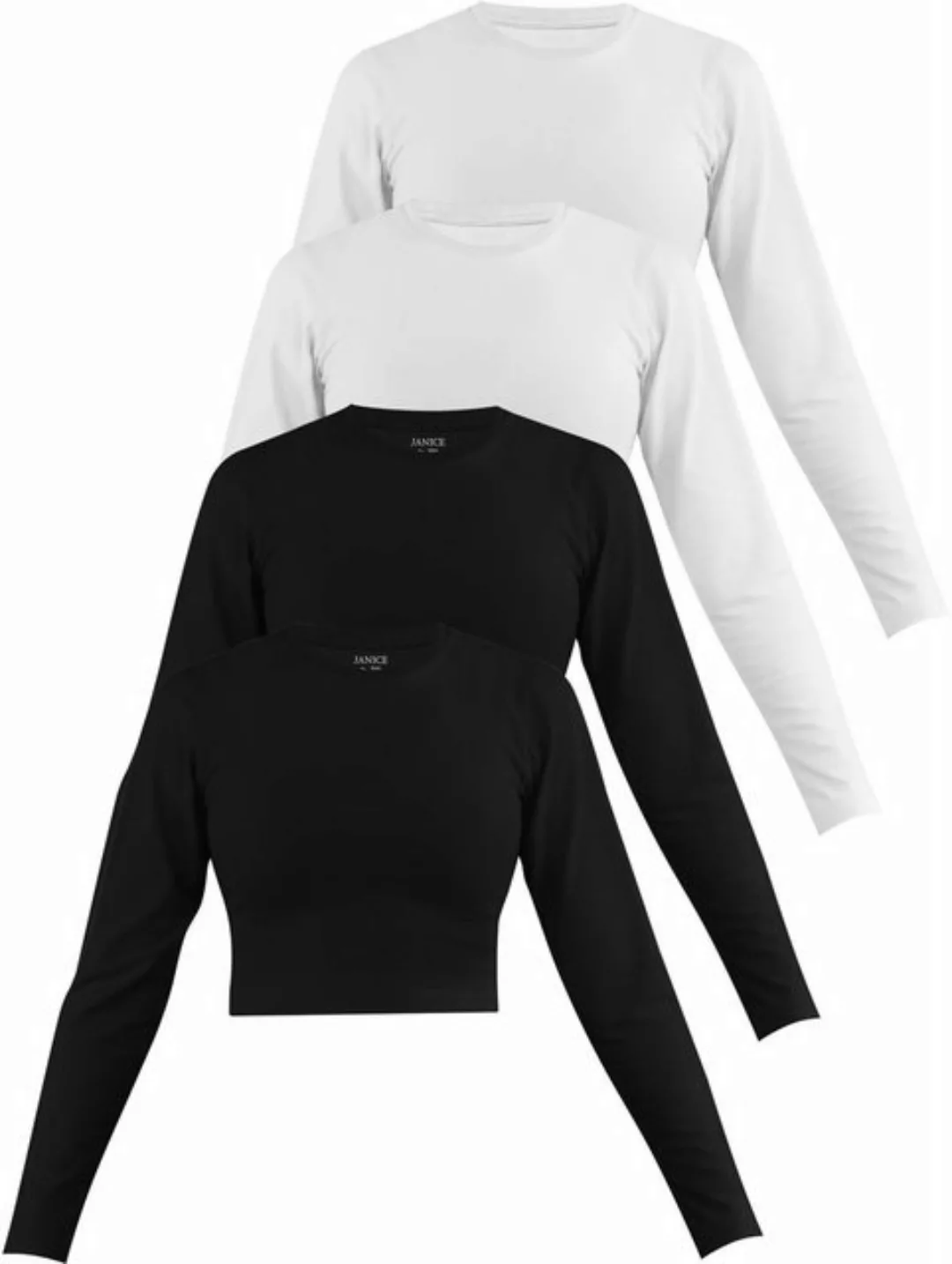 Janice Langarmshirt 4 x Damen crop Langarmshirt hochgeschlossen Noia Figurb günstig online kaufen