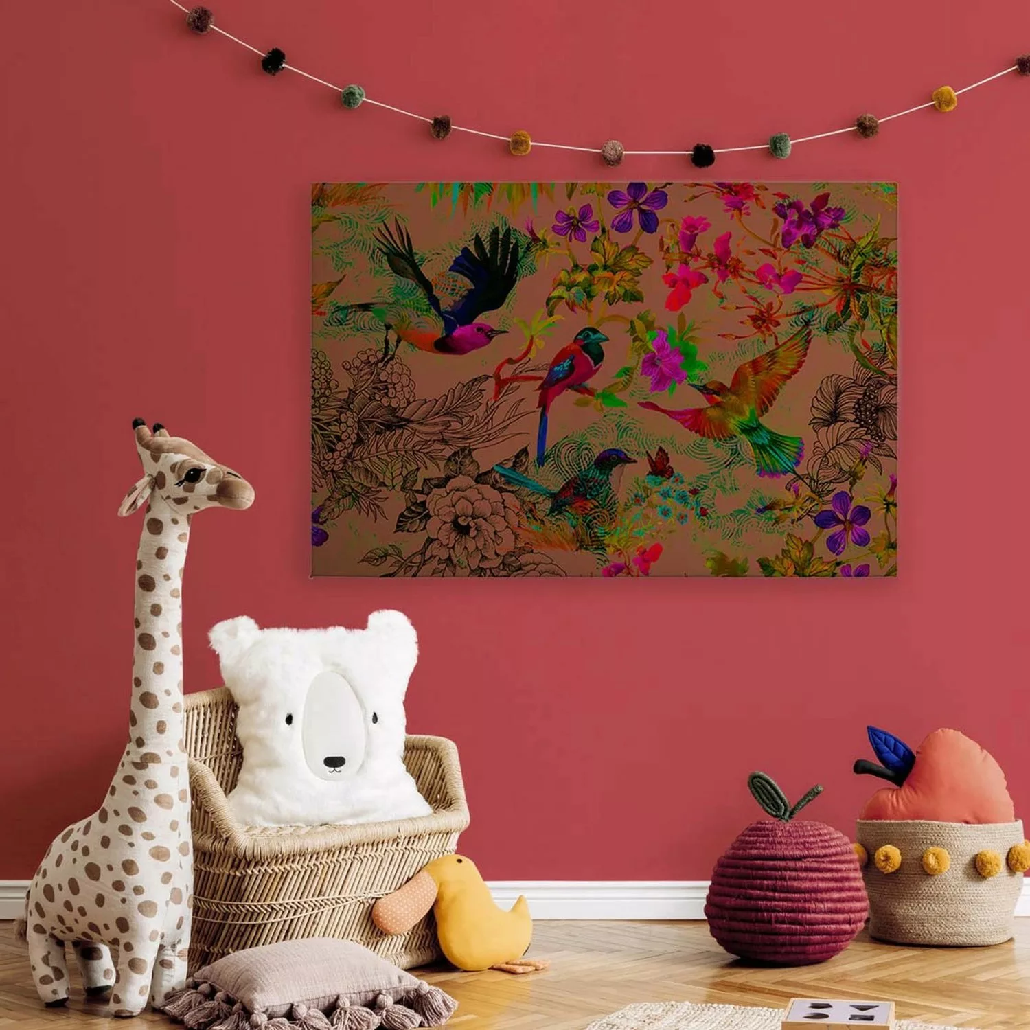 Bricoflor Leinwandbild In Neon Vogel Wandbild Exotisch Für Jugendzimmer Und günstig online kaufen