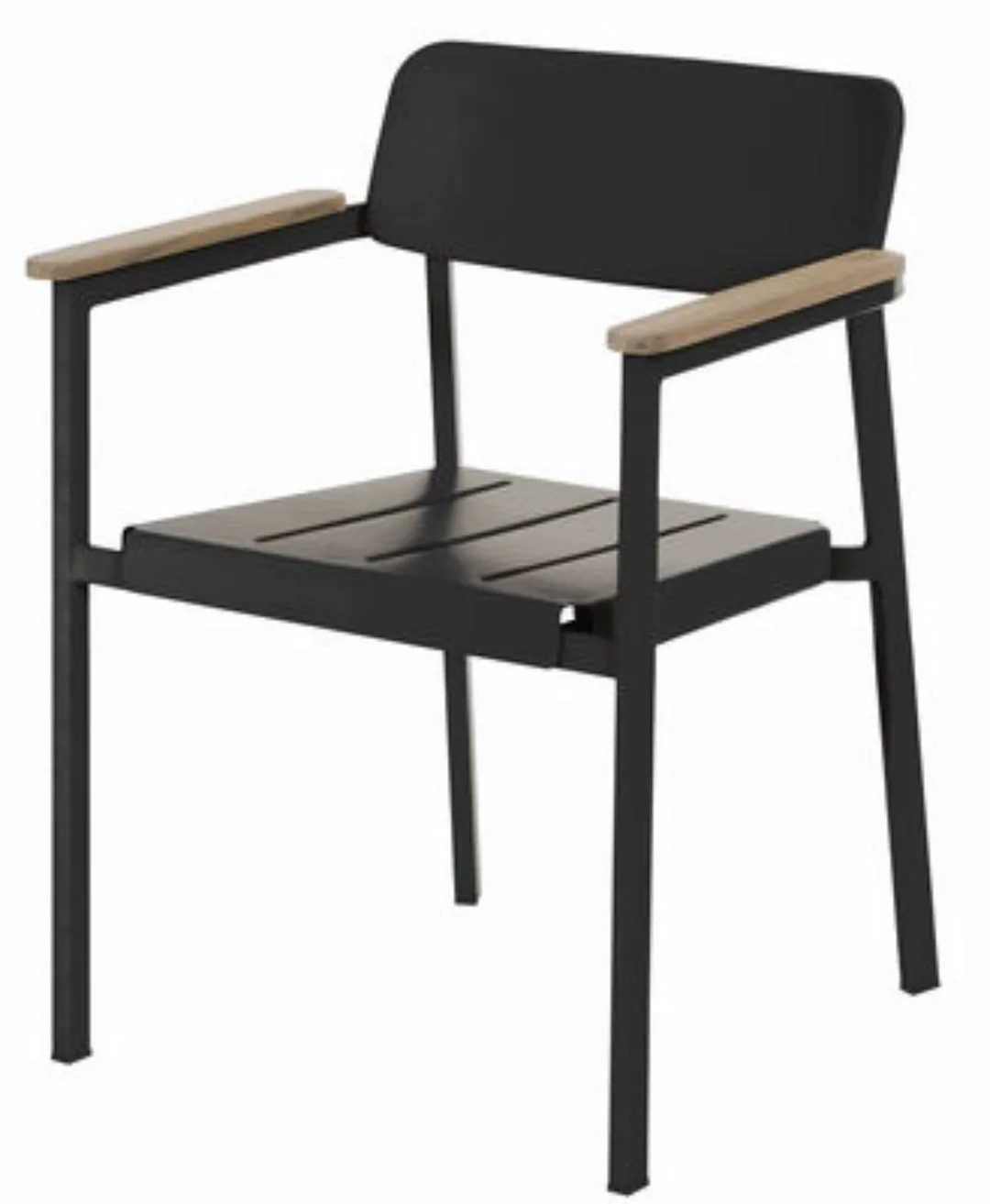 Stapelbarer Sessel Shine metall schwarz / Metall & Armlehnen Holz - Emu - S günstig online kaufen