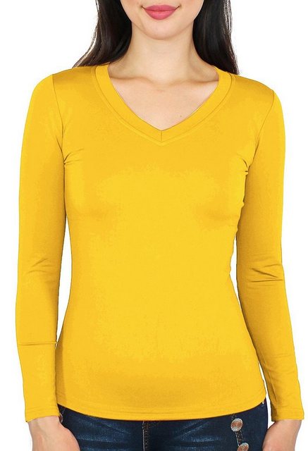 dy_mode Thermohemd Thermo Langarmshirt Damen Thermoshirt Innenfutter V-Auss günstig online kaufen