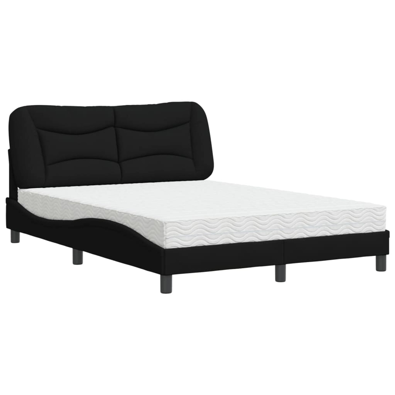 vidaXL Bettgestell Bett mit Matratze Schwarz 140x200 cm Stoff Bett Bettgest günstig online kaufen