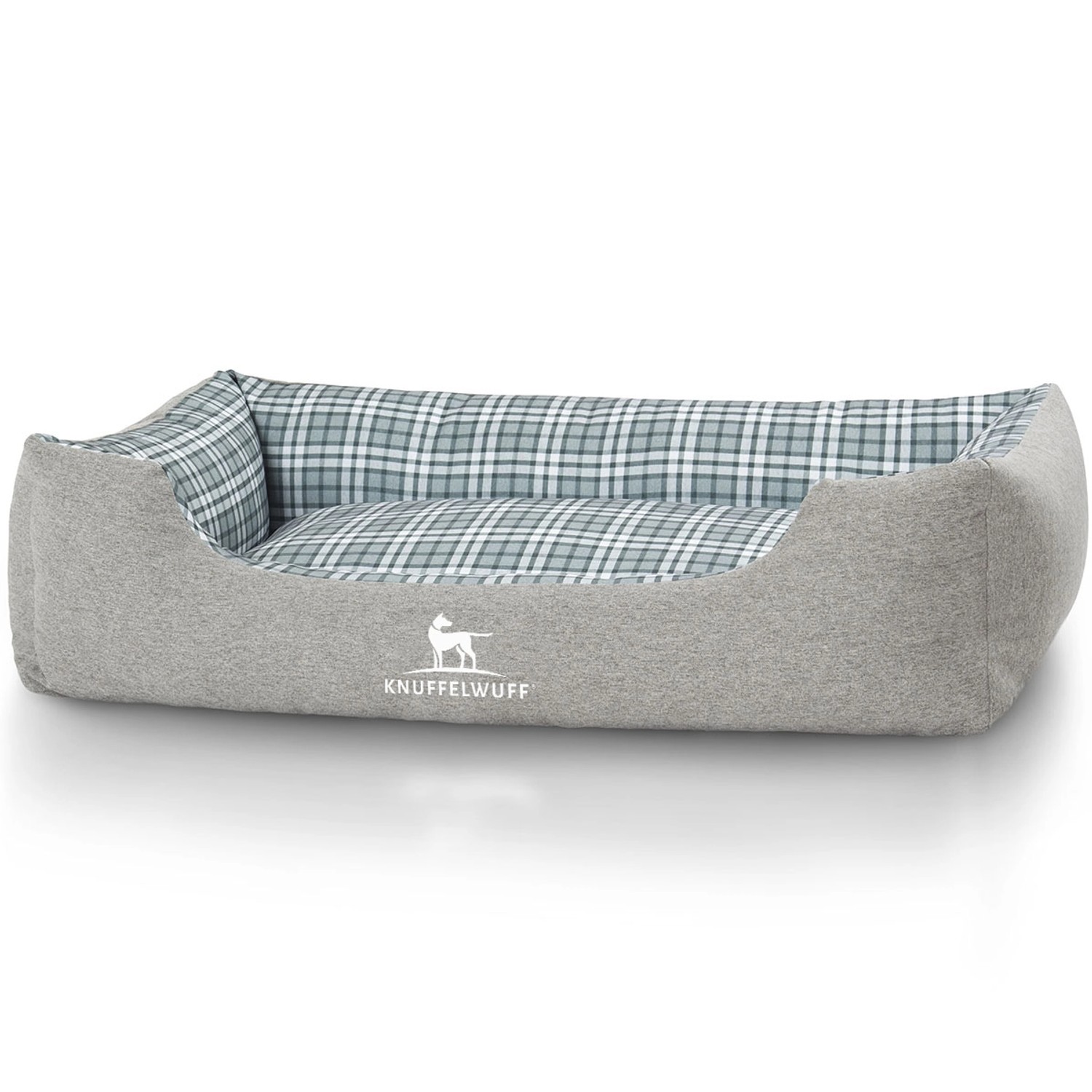 Knuffelwuff Hundebett Lennard Velours XL 105 x 75cm Grau/Grün günstig online kaufen