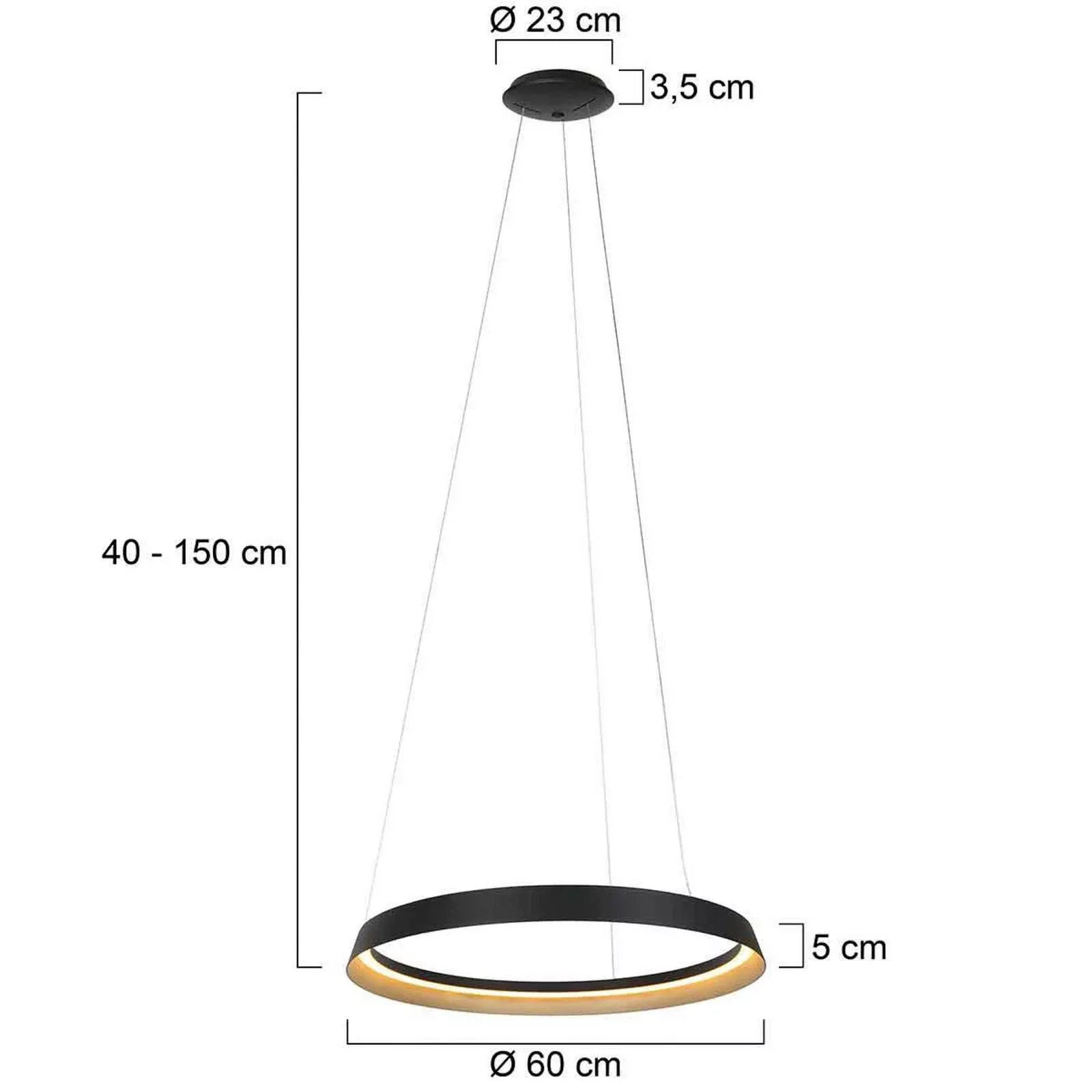 LED Pendelleuchte Ringlux in Schwarz 50W 4000lm günstig online kaufen