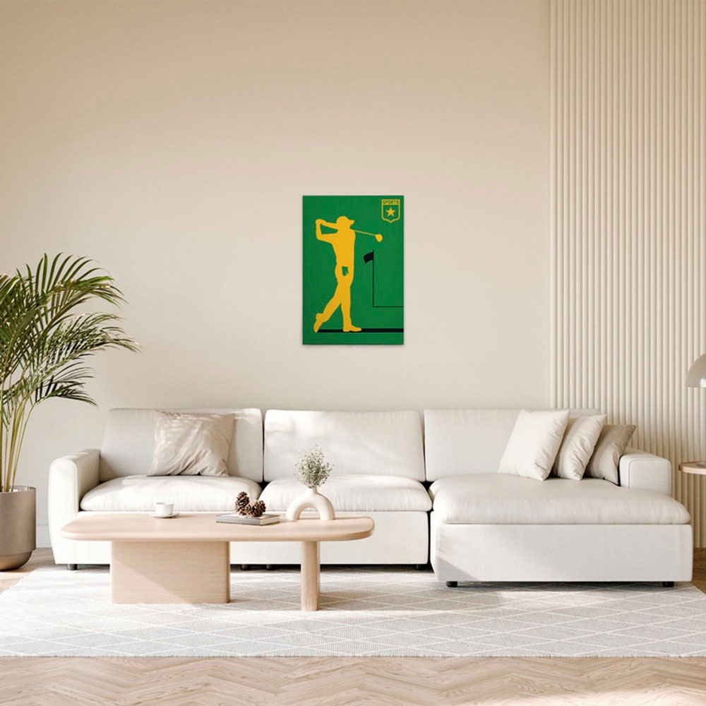 A.S. Création Leinwandbild "Golfplayer - Wandbild Grün Gelb Schwarz Keilrah günstig online kaufen