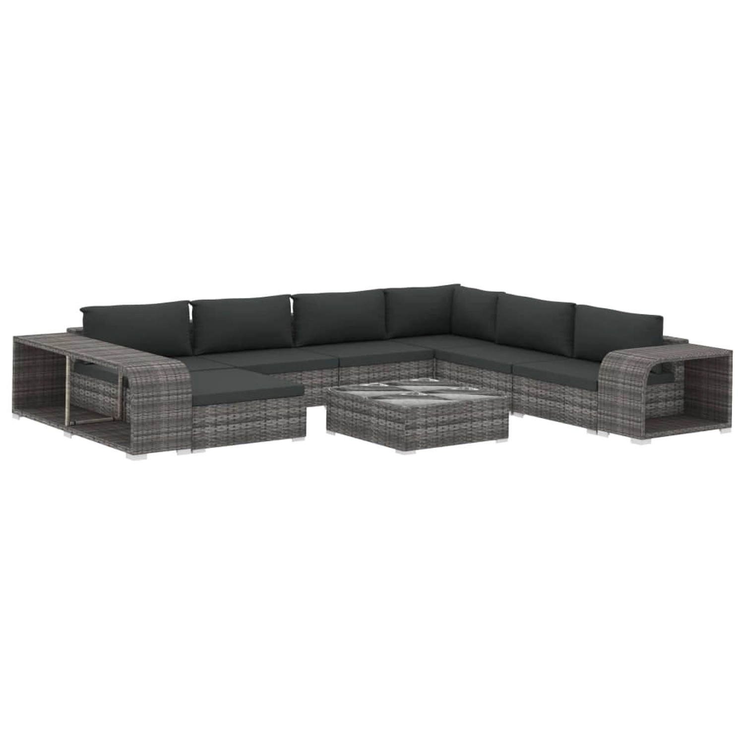 vidaXL 10-Tlg Garten-Lounge-Set mit Auflagen Poly Rattan Grau 46816 günstig online kaufen